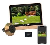 iTenen PAG Judas de Porte Caméra sans Fil avec Carte 32 Go, avec Ecran de 4,3 Pouces,Audio Tout Le Chemin, Détection de Mouvement,Visiophone 3MP avec Batterie 5000mAh,Angle 140°,2.4GHz Wi-FI