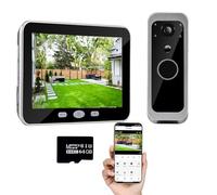 iTenen Wifi vidéo sans fil 1080p Sonnette batterie caméra avec microSD de 64 Go, judas numérique avec écran IPS 5 pouces, 160 °, angle de vue, audio bidirectionnel, détection de mouvement PIR