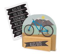 itenga Boîte cadeau de vélo de montagne moderne avec feuille adhésive en carton pour les invités 12x11,5 cm