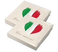 itenga Buon Appetito Lot de 40 serviettes en papier 3 couches Motif drapeau italien Cœur 30 x 30 cm