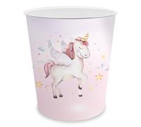 itenga Corbeille à papier pour enfants avec motif - ronde env. 11 L - Poubelle pour chambre d'enfant - plastique résistant (motif licorne)