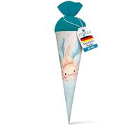 itenga Cornet d'école pour frères et sœurs - 35 cm - Avec fermeture en feutre - Petit sac d'emballage cadeau - Rentrée scolaire (motif axolotl)