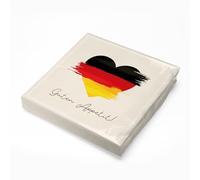 itenga Lot de 20 serviettes en papier avec drapeau allemand et cœur - 30 x 30 cm - 3 plis - Bon appétit