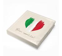 itenga Lot de 20 serviettes en papier avec motif cœur et drapeau italien - 30 x 30 cm - 3 plis - Buon Appetito