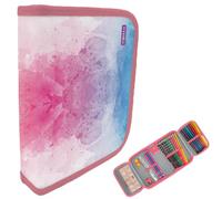 itenga Trousse d'écolier 28 pièces remplie 1 fermeture éclair pour garçons et filles, Aquarelle arc-en-ciel, Poche supplémentaire