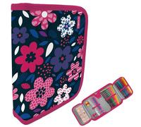 itenga Trousse d'écolier 28 pièces remplie 1 fermeture éclair pour garçons et filles, fleurs, Poche supplémentaire