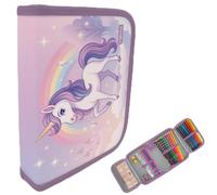 itenga Trousse d'écolier 28 pièces remplie 1 fermeture éclair pour garçons et filles, Licorne nuage magique, Poche supplémentaire