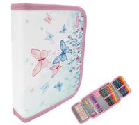 itenga Trousse d'écolier 28 pièces remplie 1 fermeture éclair pour garçons et filles, Papillon Elara, Poche supplémentaire