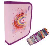 itenga Trousse d'écolier 28 pièces remplie 1 fermeture éclair pour garçons et filles, Rainbow Dreams, Poche supplémentaire