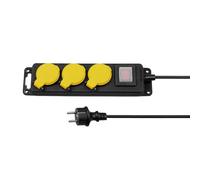 ITENSE 647862 Bloc Multiprise Étanche 3 Prises IP44 - 16A 3680W - avec Interrupteur - Câble HO5RN-F 3G1 mm² 0,85 m - Sécurité Enfant - Noir