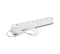 ITENSE 647879 Multiprise Parasurtenseur 5 Prises 16 A avec Interrupteur | 5 prises 16 A, protection contre les surtensions, interrupteur à pied, câble H05VV-F 3G1 mm², blanc