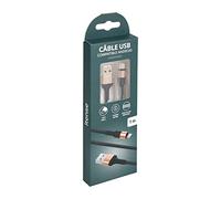 itense - Câble de charge rapide en nylon - Longueur câble: 1m - Compatible Android - Puissance: 10W - Ne s'emmêle pas - Embout renforcé pour une meilleure durabilité du produit - Câble USB