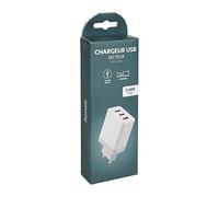 ITENSE - Chargeur Rapide 2.4 A - Triple entrées USB - Permet de recharger Plusieurs appareils simultanément - Puissance: 12W - Entrée : AC 100-240V, 50 / 60Hz, 4A