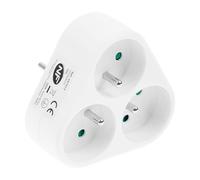 ITENSE - Multiprise électrique, Prise Multiple - Fiche Triplite Triangulaire - 3 Prises - 3 x 16A - Multiprise électrique Murale - Couleur: Blanc - Sécurité Enfant - Matière: PVC - Tension: 230V