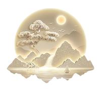 ITETONE Décoration Murale 3D avec Bande Lumineuse LED, Grand Paysage Suspendu, Lampe de Chevet pour Salon ou entrée (Jaune, 85 cm)