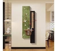 ITETONE Décoration Murale rétro en grès, Sculptures murales Modernes avec lumière, Tableau décoratif LED en Relief avec Alimentation Secteur pour la Maison, Le Bureau, l'entrée (Vert, 150 x 50 cm)