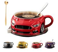 ITETONE Tasse à café en Forme de Voiture en céramique Faite à la Main, Tasse à café Amusante en Forme de Voiture, Tasse à café créative en Forme de Voiture, Tasse à café en Forme de Voiture Red