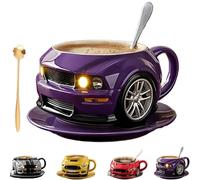 ITETONE Tasse à café en Forme de Voiture en céramique Faite à la Main, Tasse à café Amusante en Forme de Voiture, Tasse à café créative en Forme de Voiture, Tasse à café en Forme de Voiture Purple