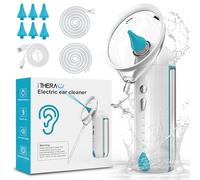 iTHERAU Nettoyage Oreille, Nettoyeur Oreille Électrique avec 4 Modes pour Adultes Enfant, Étanche IPX7, Vidange Automatique, Kit de Nettoyage D'oreilles Rechargeable avec 6 Embouts