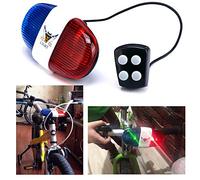 Itian Bicyclette à Quatre Tonalités Cloches Cloches, Cycling Police Siren Electric 6 LED Light, Horn Bell with 4 Switches Control Whistle