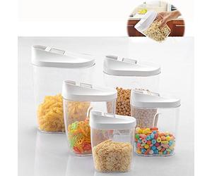 Itian Boîtes de Conservation Alimentaires, 5 Pièces Transparent Hermétique Alimentaire Boite de Conservation à Céréales Fruits Secs
