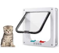 Itian Chatière Chat Chien Porte Sécurité 4 Positions Verrouillable Avec Tunnel - Blanc (190 mm X 200 mm)