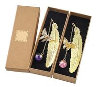 Itian Lot de 2 Marque-Pages Classiques en Métal, Marque-Pages en Plumes, Petits Cadeaux Créatifs, pour Les Enseignants, Les Amis...