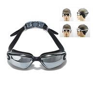 Itian Lunettes de Natation avec Réglage Silicone Head Strap - Anti-Brouillard, étanche, Protection UV - Idéales pour Hommes, Femmes et Enfants (Noir)