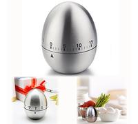 Itian Minuteur en Forme d'œuf, Minuteur Mécanique de Cuisine en Acier Inoxydable, Minuteur avec Chronomètre