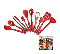 Itian Set de 10 Ustensiles de cuisine en silicone - Pinces, Fouet, Brosse, Spatule, Cuillère, Noodle Spoon, Slotted Spatula, Riz Paddle, Cuiller à soupe, Résistant à la chaleur Utensil de Cuisson