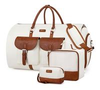 ITIEZY - Lot de 3 Sacs de Voyage Convertibles pour Homme et Femme - Grand Sac de Week-End avec Pochette à Chaussures 2 en 1 à Suspendre pour Costume de Voyage, Blanc cassé