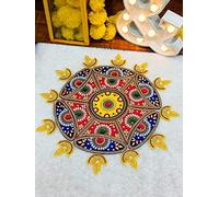 Itiha Lot de 12 décorations indiennes Diya Rangoli pour mur, sol et décoration de table pour Noël et Diwali - 25 pièces faites à la main (38,1 cm)