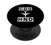 Itinéraire d'avion CDG vers HND Paris Tokyo PopSockets PopGrip Adhésif