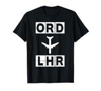 Itinéraire d'avion ORD à LHR Chicago Londres T-Shirt