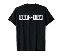 Itinéraire de Voyage ORD vers LGA Airport Code Chicago New York T-Shirt
