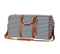 Itinéraire pour femme, Sac de sport de transport avec compartiment à chaussures PU Weekender Voyage Femmes, Avion de tissage en tissu portable, hôpital, sport, royal blue stripes, se beskrivning
