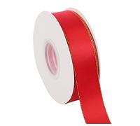 ITIsparkle Ruban Bord Doré Satin 25mm x 22m Environ Décoration Pour Diy, Mariage, Fête et Emballage Cadeau, Faire nœud Papillon - Rouge