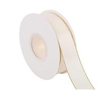 ITIsparkle Ruban Bord Doré Satin 25mm x 22m Environ Décoration Pour Diy, Mariage, Fête et Emballage Cadeau, Faire nœud Papillon - Ivoire