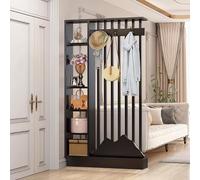 ITITI 1 Ensemble de cloisons décoratives en Teck avec Porte-Manteau - Paravent de confidentialité autoportant et élégant for la décoration intérieure(Black+Black,47.2x9.4x79.5in)