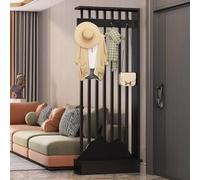 ITITI 1 Ensemble de paravents en Bois avec étagère de Rangement et patère, for la Maison, Le Bureau et la décoration(Black+Black,34.6x9.8x79.5in)
