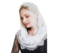 Itkcozcg Accessoires de mode, Mantilla Voile Catholique Voile Dentelle Tête Femmes Voile Masse Couvre-Tête Chapelle Messe Latine Voile Messe Voile, Image de référence des couleurs, 66*45.5CM