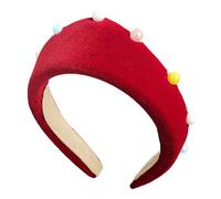 Itkcozcg Bandeau élégant en peluche avec perles pour femmes et filles - Large bandeau élastique - Accessoire de cheveux tendance