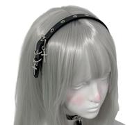 Itkcozcg Bandeau punk en cuir avec œillets et croix pour femme, usage quotidien, cosplay des années 2000