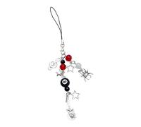 Itkcozcg Bijou tendance, musique noire, festival, basse, guitare, perlée, étoile de téléphone, porte-clés pour téléphone portable, accessoire pour sac à dos, Rouge., 15.8 cm