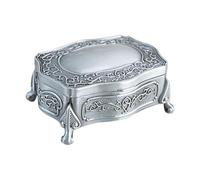 Itkcozcg Boîte à bijoux vintage en alliage avec compartiment floral gravé pour boucles d'oreilles, bagues et colliers, boîte à souvenirs de style européen