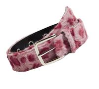Itkcozcg Ceinture en fourrure imprimée léopard pour femmes et hommes, ceinture élastique douce avec fermeture sécurisée pour jeans et robes, rose, The belt is 103cm long and 3.8cm wide.