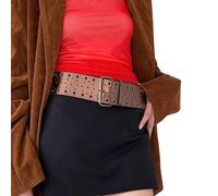 Itkcozcg Ceinture tendance à gros œillets pour tenue quotidienne en cuir PU large avec clous métalliques pour femme, fête, rue, hip-hop, danse, café, taille unique