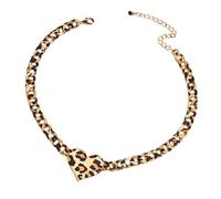 Itkcozcg Collier moderne avec pendentif léopard en forme de cœur, bijou en alliage texturé pour les femmes qui aiment les détails, accessoire tendance