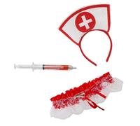 Itkcozcg Costume d'Halloween pour cosplay, infirmière, bandeau, stylo, stéthoscope, chaîne de cuisse pour adulte, accessoires d'Halloween