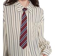 Itkcozcg Cravate vintage pour femmes et hommes - Cravate japonaise décontractée polyvalente - Accessoires scolaires, Rayures rouges et bleues, As shown in the figure